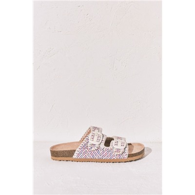 Sandalia bio tiras tejido pespuntes