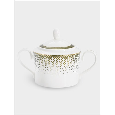 Сервиз чайный, 12 перс, 40 пр, фарфор F, бело-зеленый, с золотистым кантом, матовый, Virtus