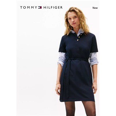 Gold-Button Belted T-Shirt Dress