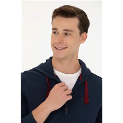 Erkek Lacivert Kapüşonlu Örme Hırka