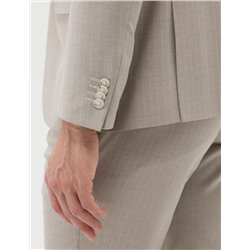 Bej Çizgili Ekstra Slim Fit Takım Elbise