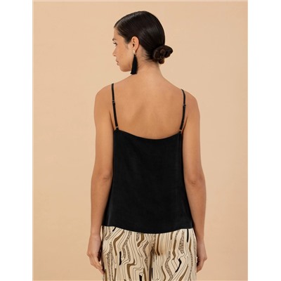 Siyah Cupro Regular Fit Bluz