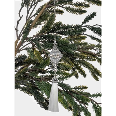 Игрушка елочная, 17 см, пластик/полиэстер, серебристая, Кристалл с кистью, Event