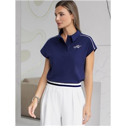 Футболка-поло из фактурного трикотажа