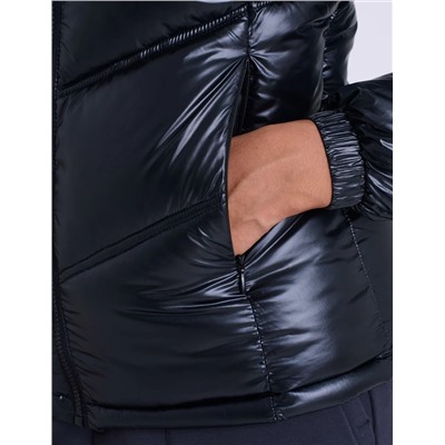 SHINY CHEVRON QUILTED PUFFER JACKET