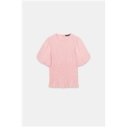 SMOCKED PUFF SLEEVE TOP