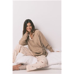 Cárdigan liso punto tricot beige