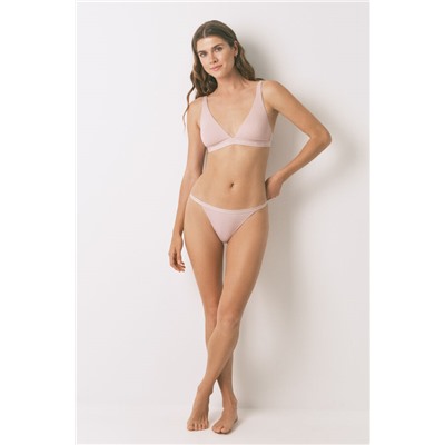 Tanga algodón rib rosa