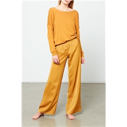 Кружевная горчичная футболка