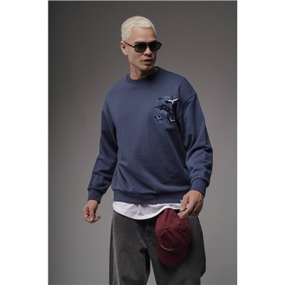 Свитшот  журавли синий