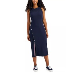 TOMMY HILFIGER Women's Slit Sleeveless Midi Dress