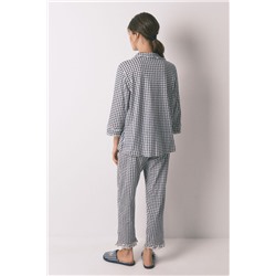 Pijama camisero largo 100% algodón vichy