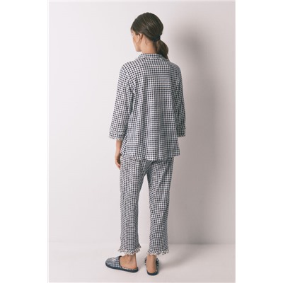 Pijama camisero largo 100% algodón vichy