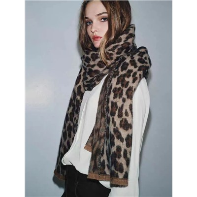 Мягкий стильный женский шарф/палантин с леопардовым принтом  Zar*a 💤