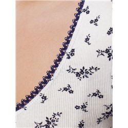 Платье мини с U вырезом и принтом из эластичного трикотажа кашкорсе