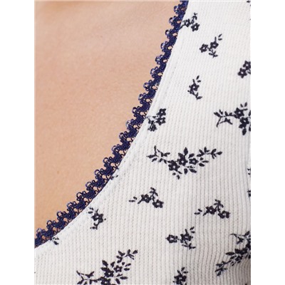 Платье мини с U вырезом и принтом из эластичного трикотажа кашкорсе