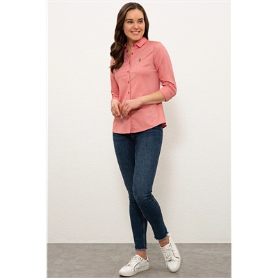 Kadın Kırmızı Uzun Kollu Basic Gömlek