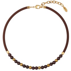 Колье Терра (гранат 6мм, каучук шоколад; покрытие золото 45-50см), Есть комплект