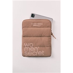 Funda tablet acolchada marrón logo