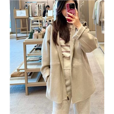 Роскошное шерстяное пальто с капюшоном на молнии  Lor*o Pian*a