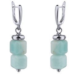 Серьги Селена (амазонит 8мм; покрытие родий), Есть комплект