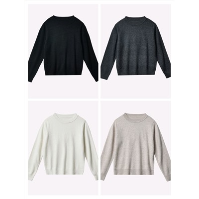 Женский кашемировый пуловер с круглым вырезом АЙСИК*Л