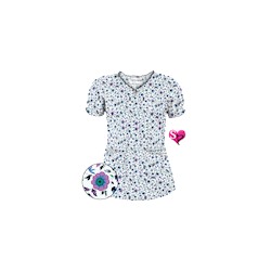 UA Ditzy Bouquet Navy Keyhole Print Scrub Top
