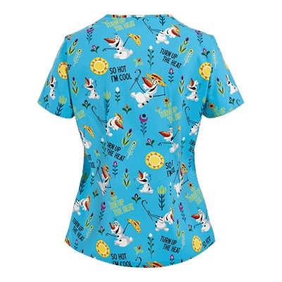 Cherokee Tooniforms Scrubs Turn Up The Heat Print Top