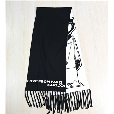 Зимний теплый шарф из окрашенной пряжи с вышитым рисунком мультяшного кота КАР*Л! 😎