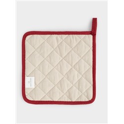 Прихватка, 20x20 см, хлопок, серо-бежевая, Олень в шарфе, Deer