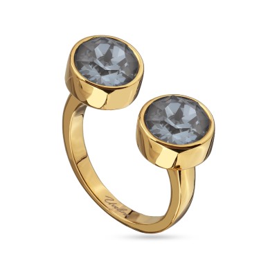 Кольцо Теннис (кристаллы SW дымчато-серые 8мм; покрытие золото), Есть комплект