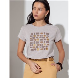 Свободная футболка с принтом из премиального хлопка с эластаном