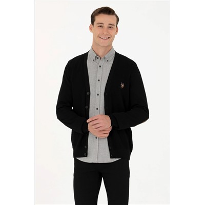 Erkek Siyah Basic Triko Hırka