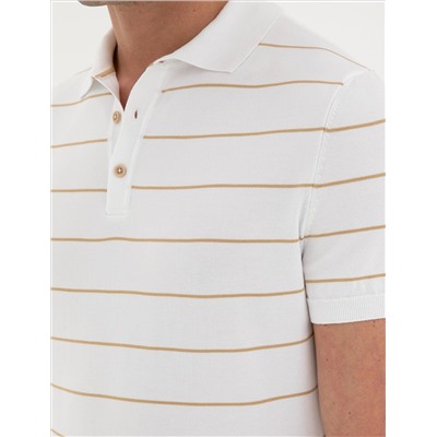 Kahverengi Slim Fit Düğmeli Polo Yaka Triko Tişört