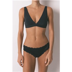 Braga brasileña microfibra y encaje negra