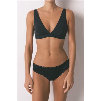 Braga brasileña microfibra y encaje negra