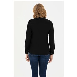 Kadın Siyah Uzun Kollu Basic Gömlek