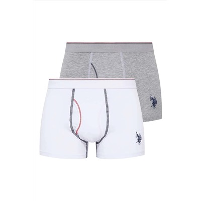 U.S. Polo Assn. U.s Polo Assn. 80093 Erkek 2 Li Boxer-beyaz&grimelanj