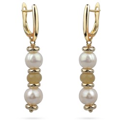 Серьги Селена (жемчуг белый 8мм, кварц; покрытие золото), Есть комплект