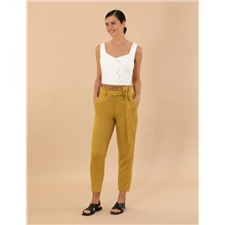 Yeşil Carrot Fit Keten Pantolon