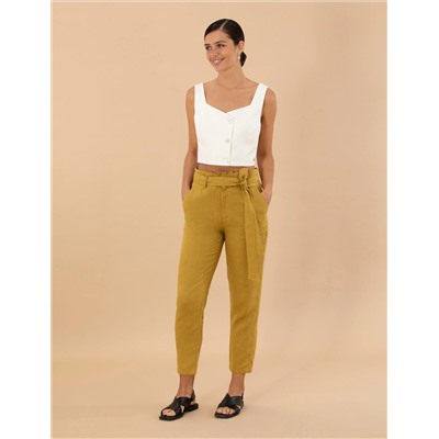 Yeşil Carrot Fit Keten Pantolon