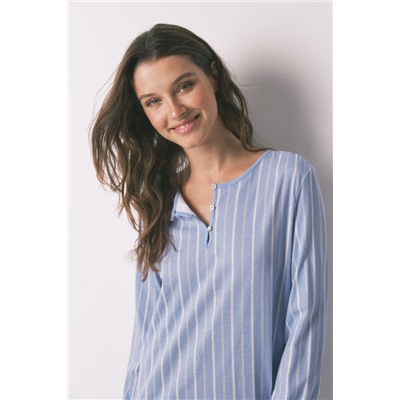 Camisón corto rayas algodón azul