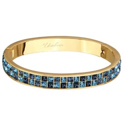 Браслет Квадро (кристаллы SW джинс, аквамарин; покрытие золото), Есть комплект