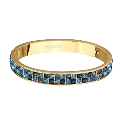 Браслет Квадро (кристаллы SW джинс, аквамарин; покрытие золото), Есть комплект