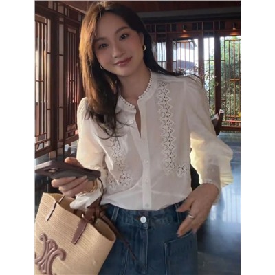 Очень красивая женская рубашка во французском стиле с вышивкой КИАБ*И