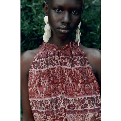 PATCHWORK PRINT MINI DRESS WITH BELT