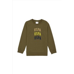 Çocuk Haki Bisiklet Yaka Sweatshirt