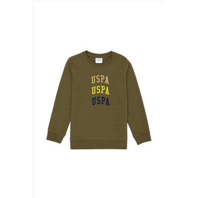 Çocuk Haki Bisiklet Yaka Sweatshirt