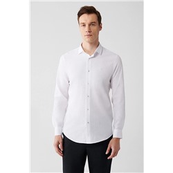 Avva Beyaz Klasik Yaka Gofreli Pamuklu Slim Fit Gömlek E002068