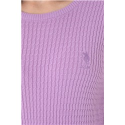 Kadın Lila Bisiklet Yaka Basic Kazak